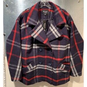 Maxwell Studio Barn Chore Plaid HEAVY Flannel Pea Coat Jacket sz. M New w/Tag